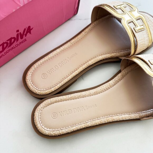 NWT Wild Diva Abia Raffia Slide Sandal - Picture 4 of 8